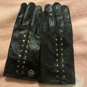 Michael Kors Leather Astor Studded Gloves with Touch Tips